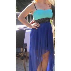 Two-toned Blue High Low Party Dress